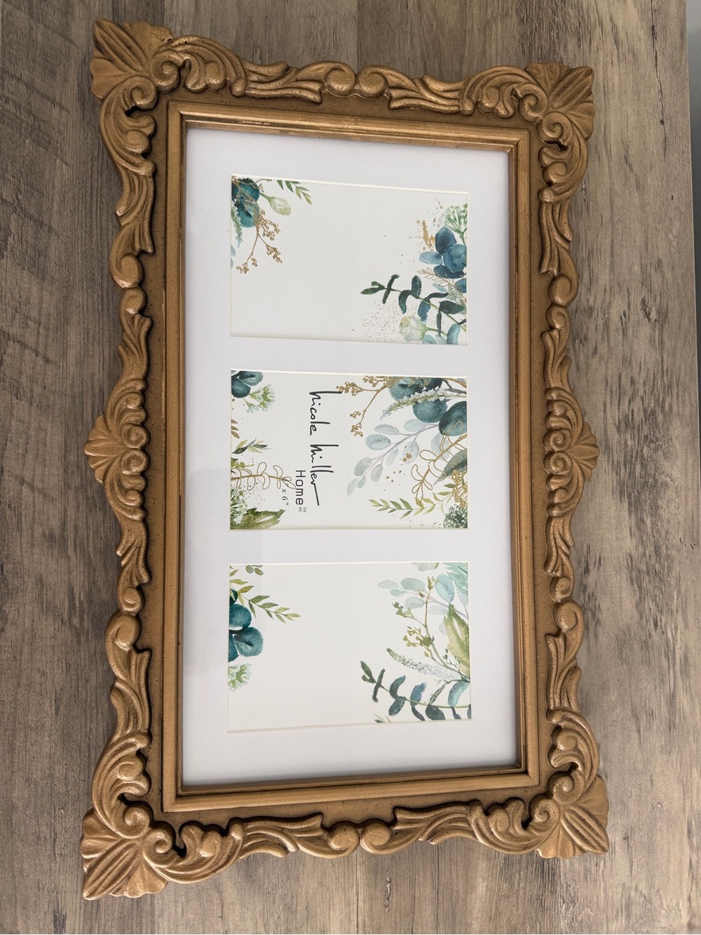 Nicole Miller Home Ornate Gold Triple 4x6 Picture Frame